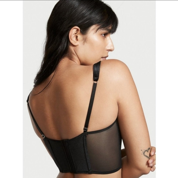 VS Unlined Lace Up Velvet Corset Top - Picture 2 of 7